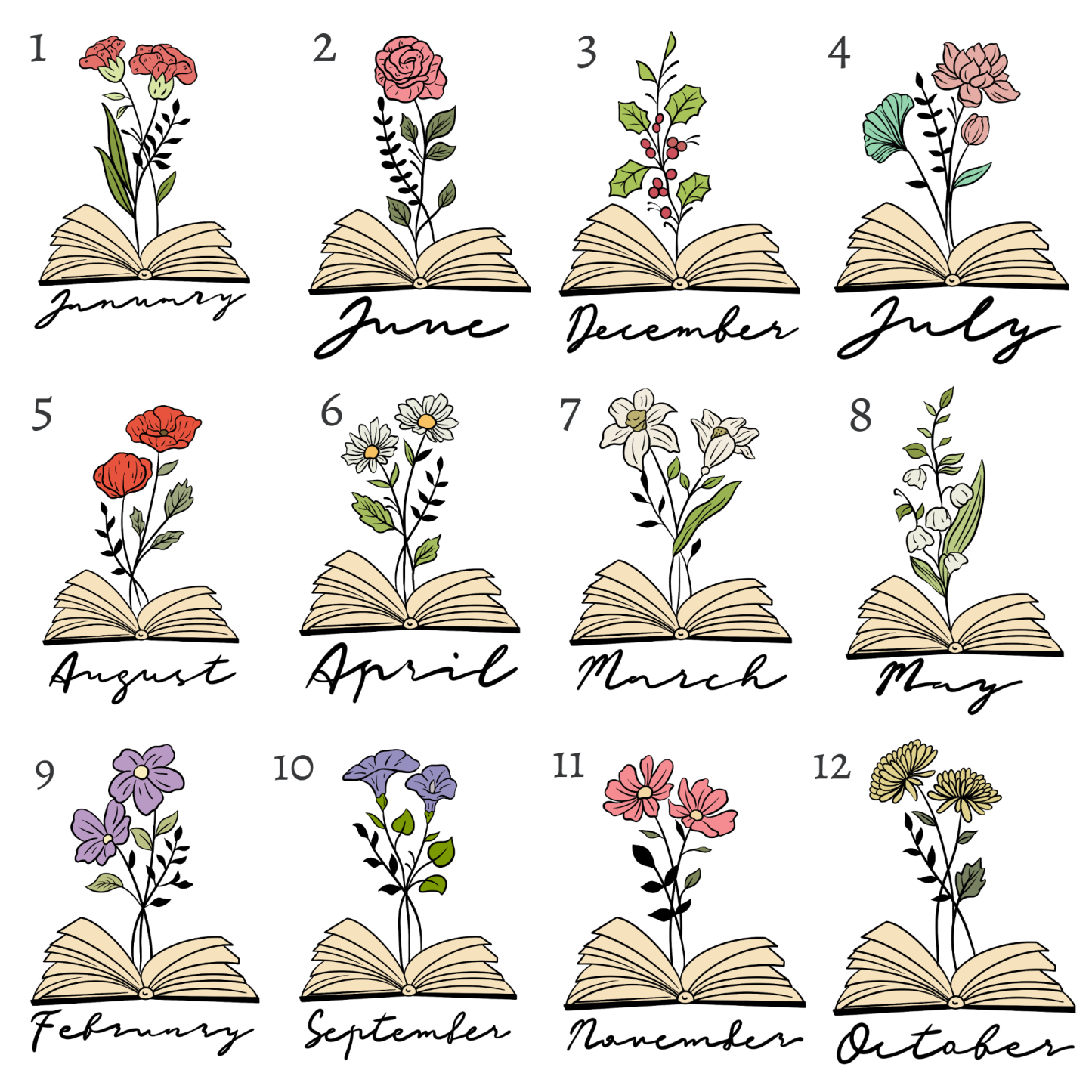 Pagewings Personalized Name Birth Flower Magnetic Bookmark