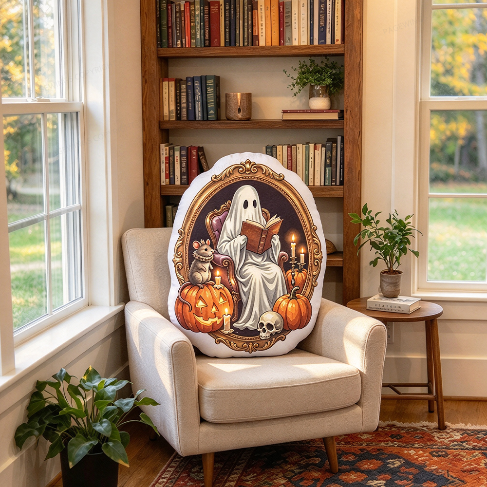 Pagewings Vintage Halloween Ghost Shaped Throw Pillow