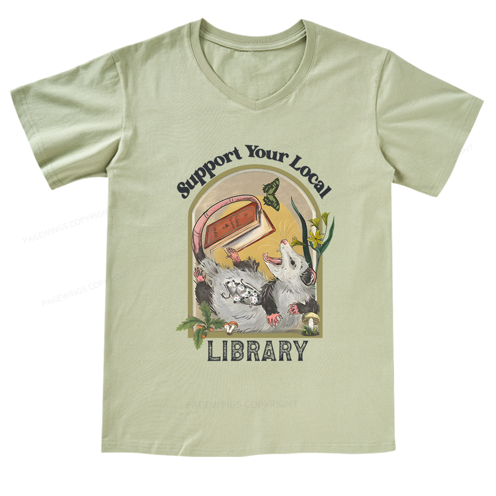 Pagewings Library Readers Make Leaders Jersey Short Sleeve Tee V-neck T-shirt 