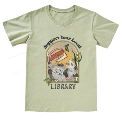 Pagewings Library Readers Make Leaders Jersey Short Sleeve Tee V-neck T-shirt 