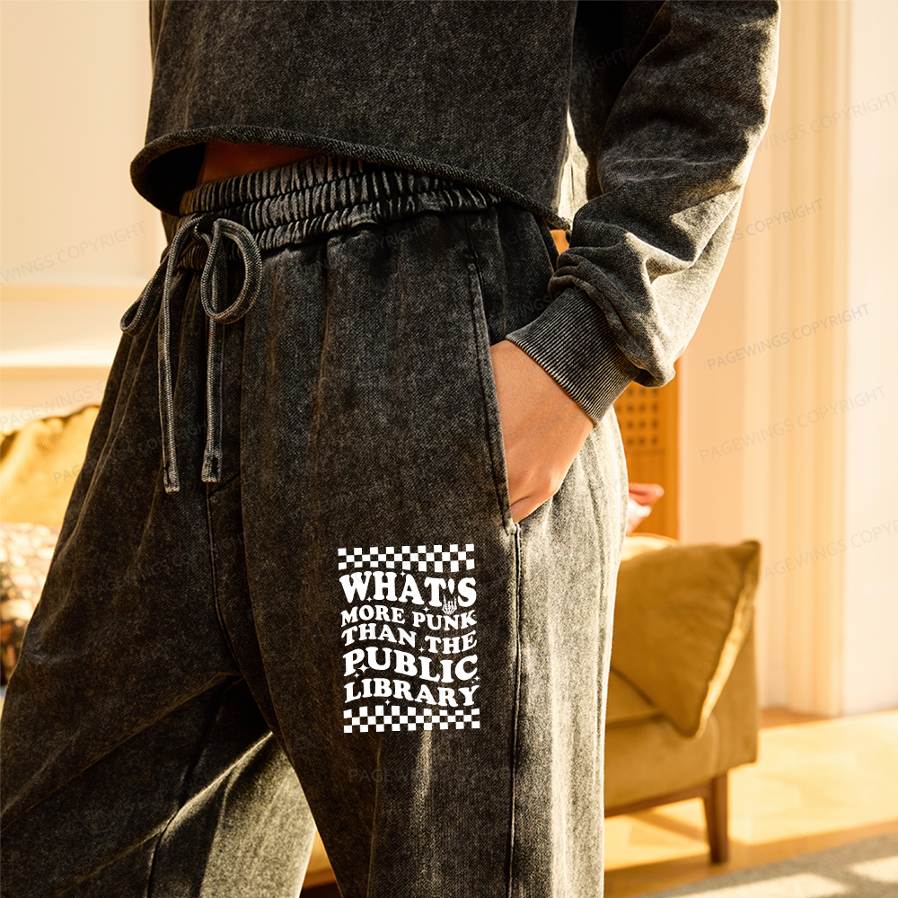 Pagewings Punk The Public Library Unisex Washed Sweatpants