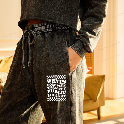Pagewings Punk The Public Library Unisex Washed Sweatpants