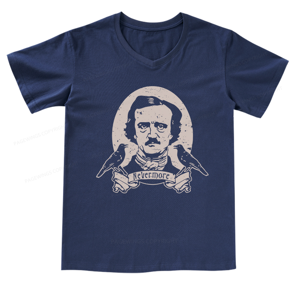 Pagewings Literary Vintage Stephen Allen King HP Lovecraft Book V-neck T-shirt