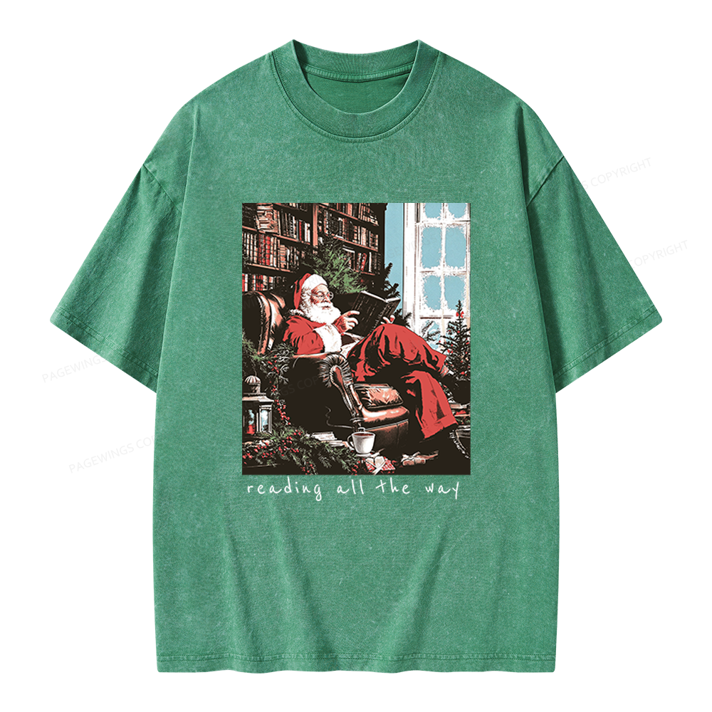 Pagewings Bookish Christmas Unisex Washed T-shirt