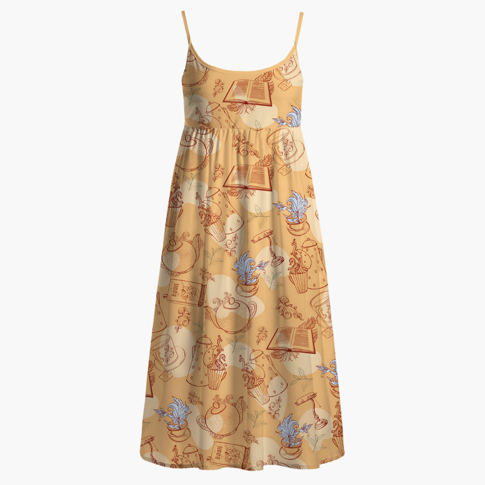 Pagewings Bookish Printed Spaghetti Strap Midi Sundress