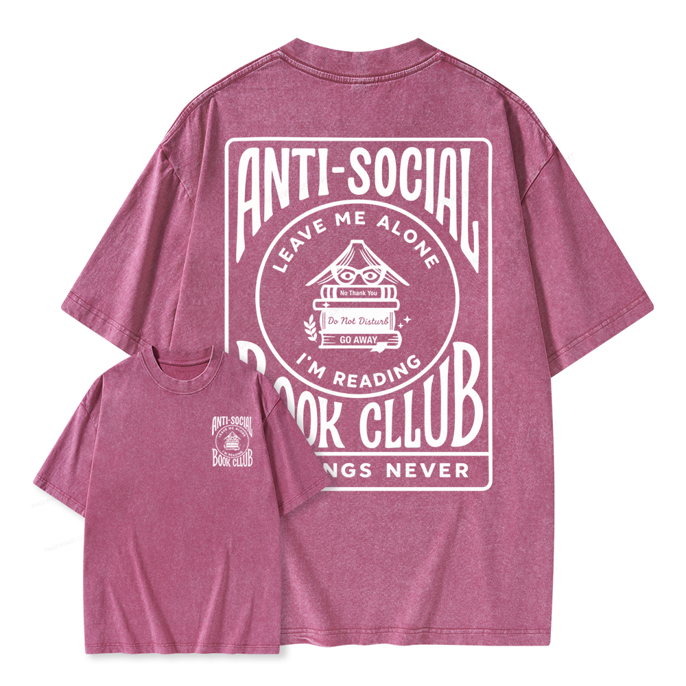 Pagewings Anti-Social Book Club Unisex Washed T-shirt