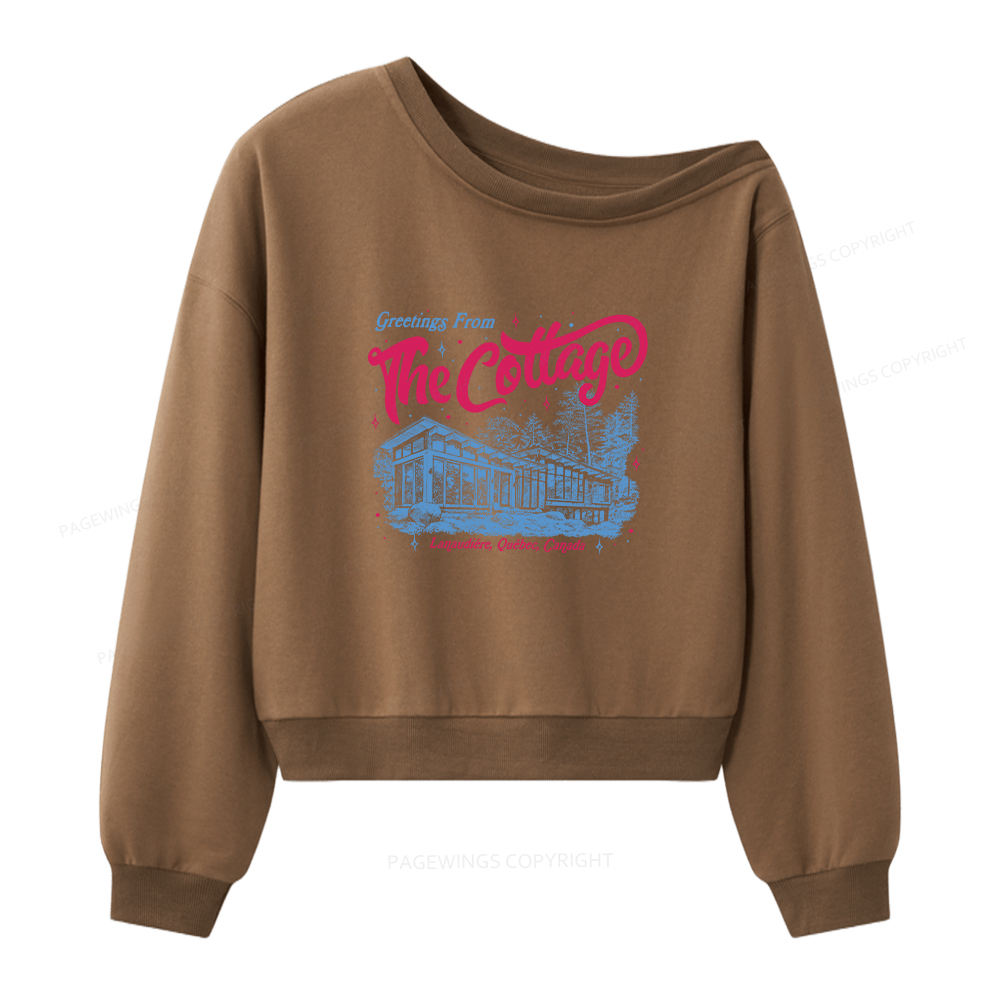 Pagewings Coming To The Cottage Women Off Shoulder Sweatshirt