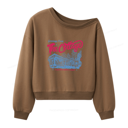 Pagewings Coming To The Cottage Women Off Shoulder Sweatshirt