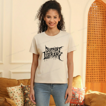 Pagewings Support Your Local Library Women's Washed T-shirt