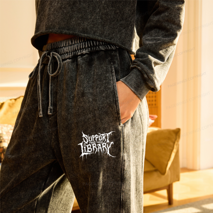 Pagewings Support Your Local Library Unisex Washed Sweatpants