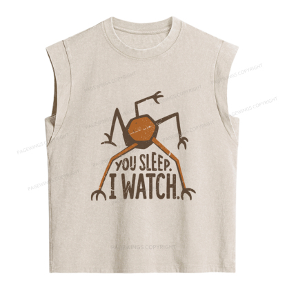 Pagewings You Sleep I Watch Women's Washed Tank Top
