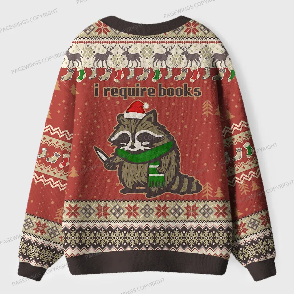 Pagewings I Require Books Unisex Ugly Cardigan Sweaters