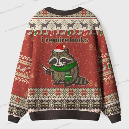 Pagewings I Require Books Unisex Ugly Cardigan Sweaters