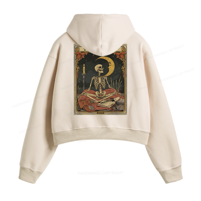 Pagewings The Reader Tarot Card Fleece Zip-Up Hoodie