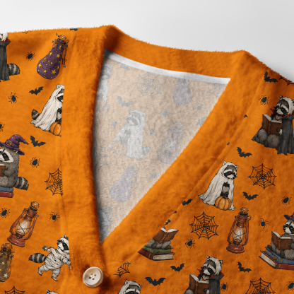 Pagewings Halloween Bookish Light Knit Unisex Cardigan Sweaters