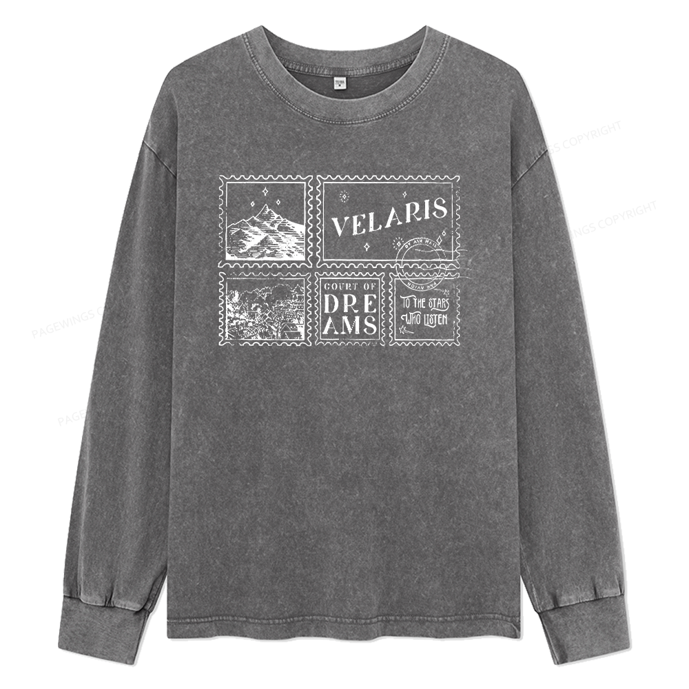 Pagewings Velaris Acotar Unisex Washed Long Sleeve T-shirt