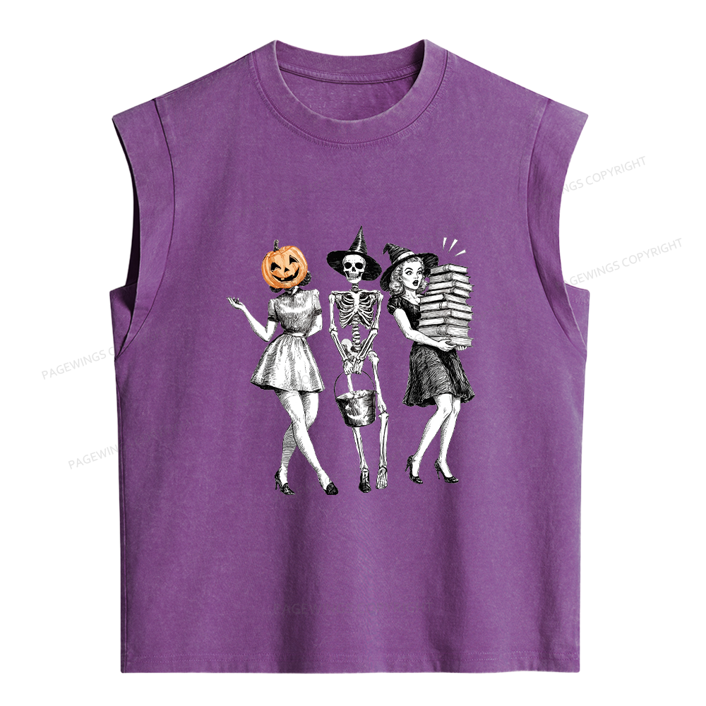 Pagewings Spooky Girl Squad Women's Washed Tank Top