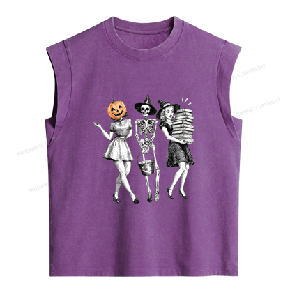Pagewings Spooky Girl Squad Women's Washed Tank Top