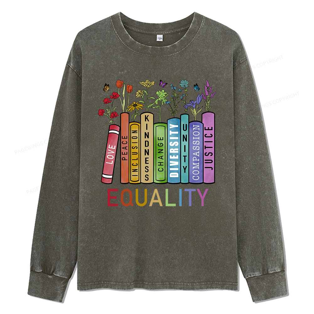 Pagewings Equal Rights Shirt Unisex Washed Long Sleeve T-shirt