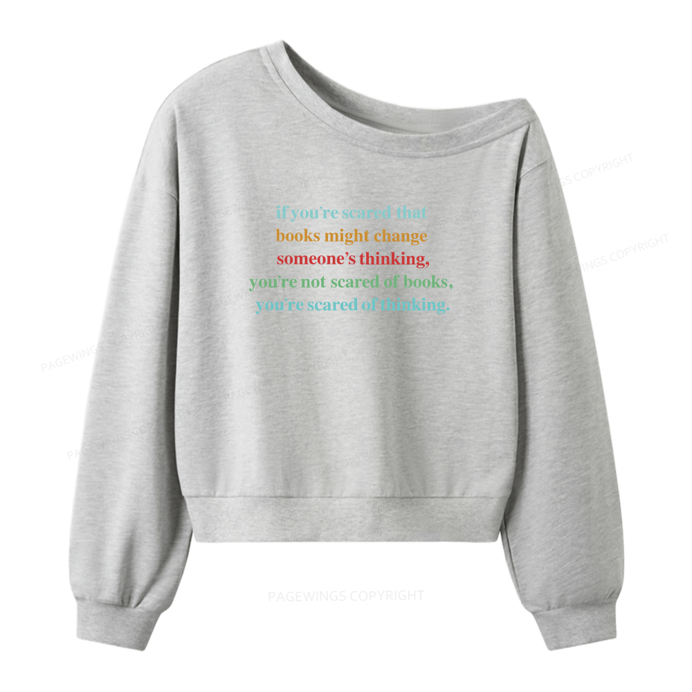 Pagewings Censorship Social Justice Shirt Booktrovert Women Off Shoulder Sweatshirt