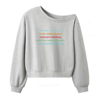 Pagewings Censorship Social Justice Shirt Booktrovert Women Off Shoulder Sweatshirt