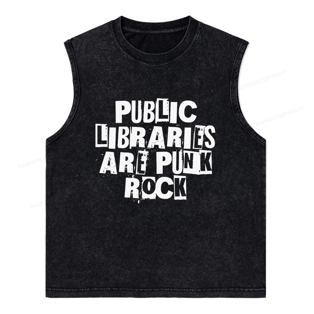 Pagewings Public Libraries Are Punk Rock Unisex Washed Tank Top