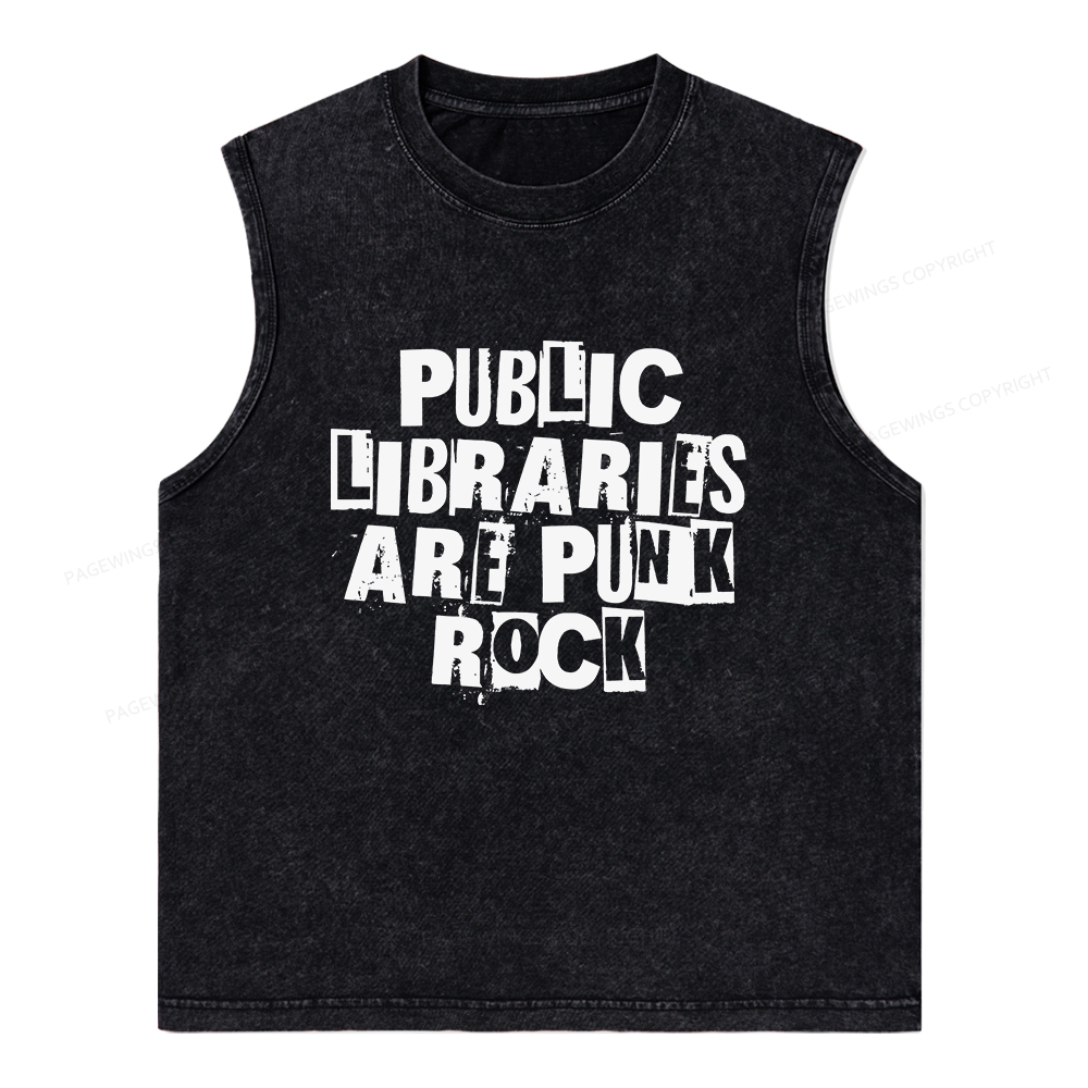 Pagewings Public Libraries Are Punk Rock Unisex Washed Tank Top