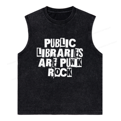 Pagewings Public Libraries Are Punk Rock Unisex Washed Tank Top