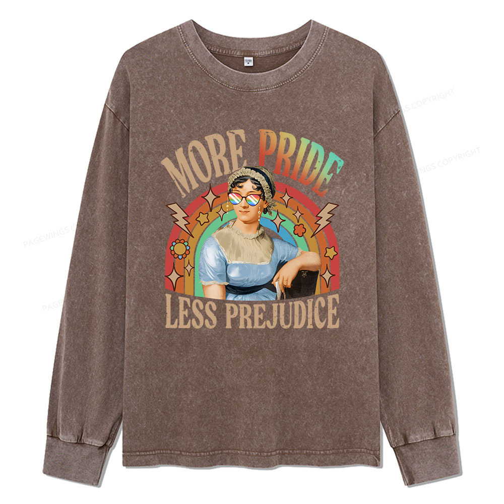 Pagewings More Pride Less Prejudice Unisex Washed Long Sleeve T-shirt