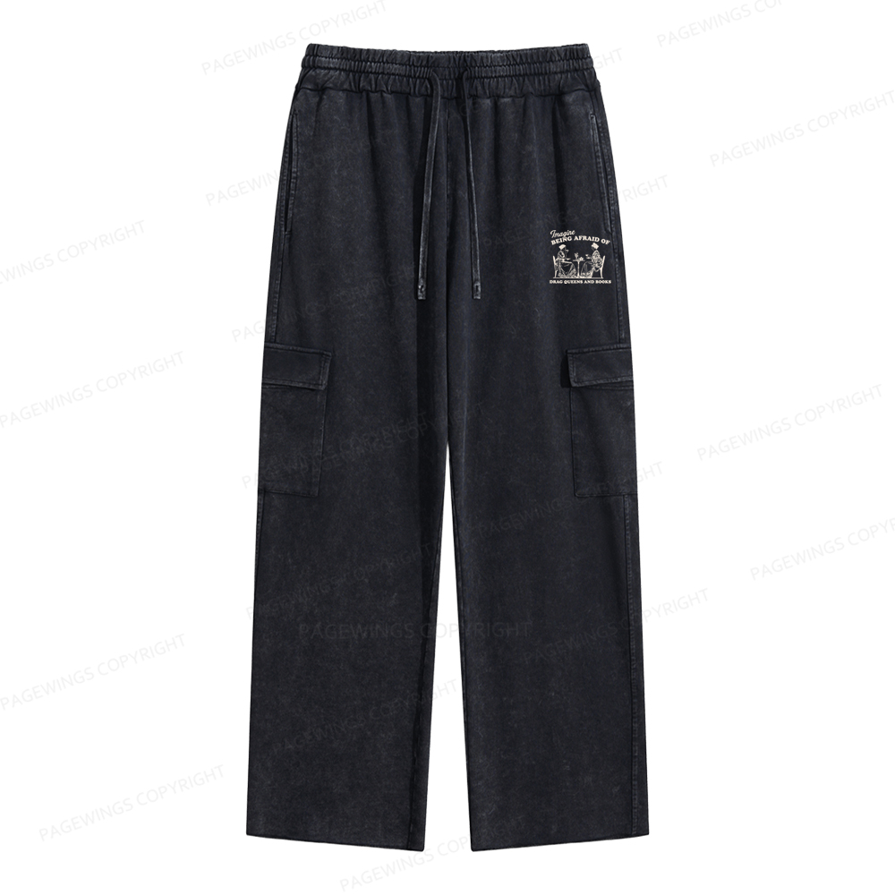 Pagewings Drag Queens Unisex Washed Cargo Sweatpants