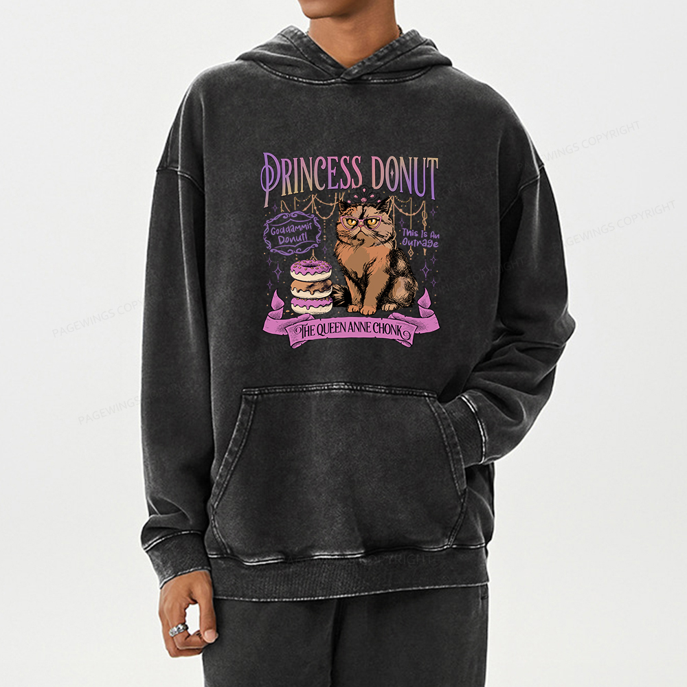 Pagewings Princess Donut Unisex Washed Hoodie