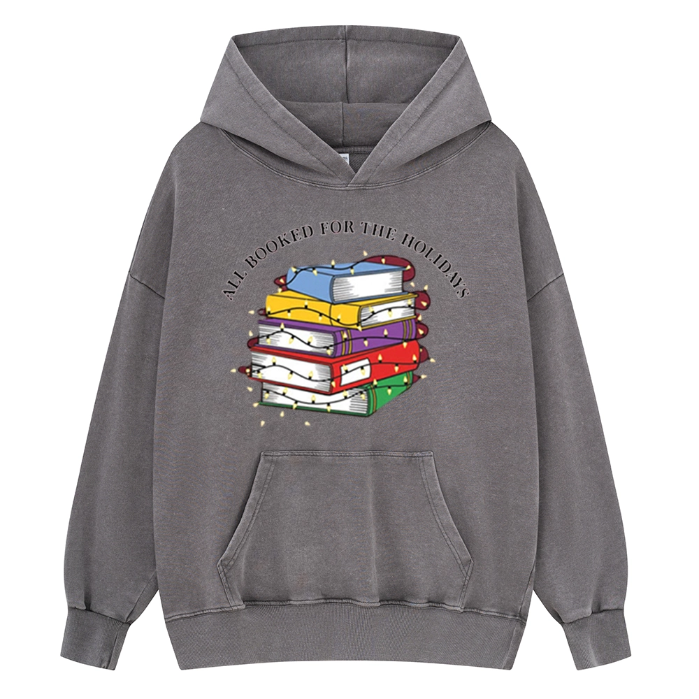Pagewings Christmas All Booked For the Holidays Unisex Washed Hoodie