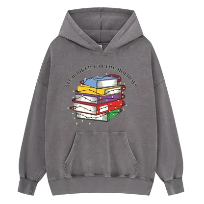 Pagewings Christmas All Booked For the Holidays Unisex Washed Hoodie