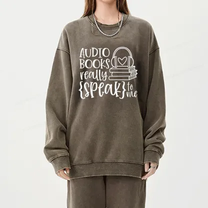 Pagewing Audiobooks Really Speak To Me Unisex Washed Sweatshirt