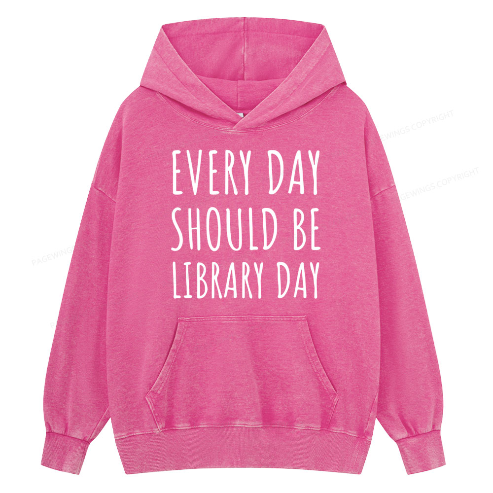 Pagewings Library Day Media Specialist  Unisex Washed Hoodie