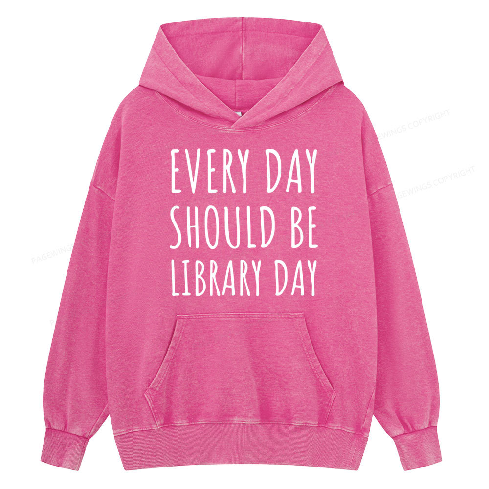 Pagewings Library Day Media Specialist  Unisex Washed Hoodie