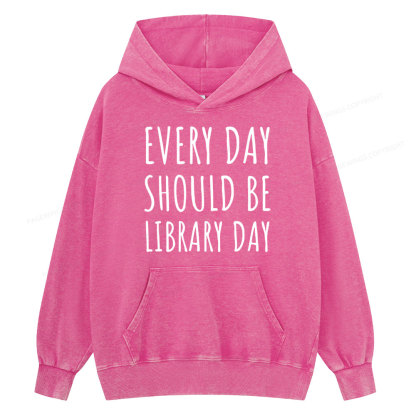 Pagewings Library Day Media Specialist  Unisex Washed Hoodie