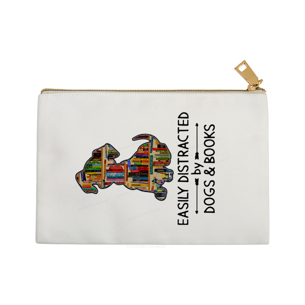 Pagewings Easily Distracted By Dogs And Books Pouch