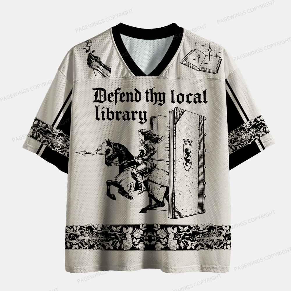 Pagewings Defend Thy Local Library Unisex Mesh Jersey