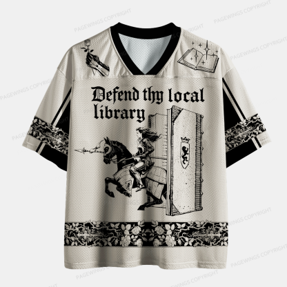 Pagewings Defend Thy Local Library Unisex Mesh Jersey