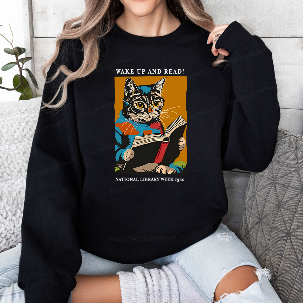 Pagewings Cat Reading Poster Unisex Classic Sweatshirt