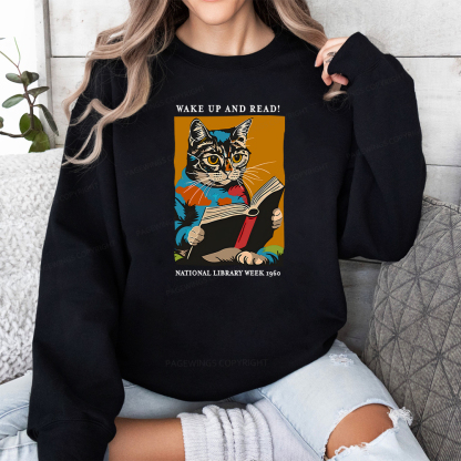 Pagewings Cat Reading Poster Unisex Classic Sweatshirt