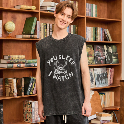 Pagewings You Sleep I Watch Unisex Washed Tank Top