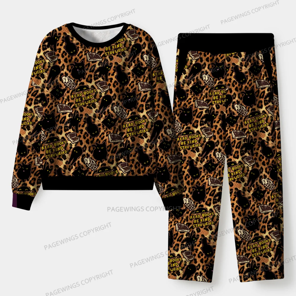 Pagewings Read Books Be Kind Stay Weird Unisex Flannel Pajama Set