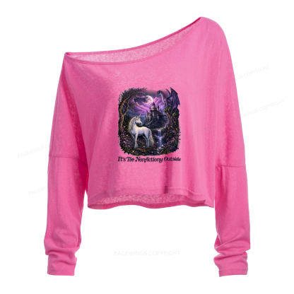 Pagewings 90s Fantasy Slouchy Long Sleeve Off Shoulder T-shirt