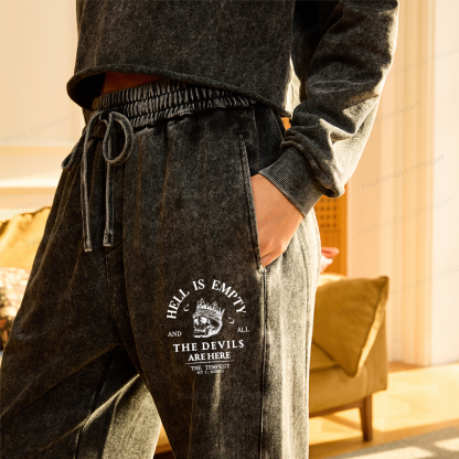 Pagewings Hell Is Empty And All The Devils Are Here Unisex Washed Sweatpants