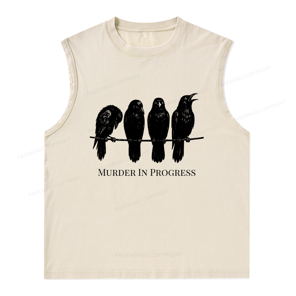 Pagewings Murder In Progress Unisex Washed Tank Top