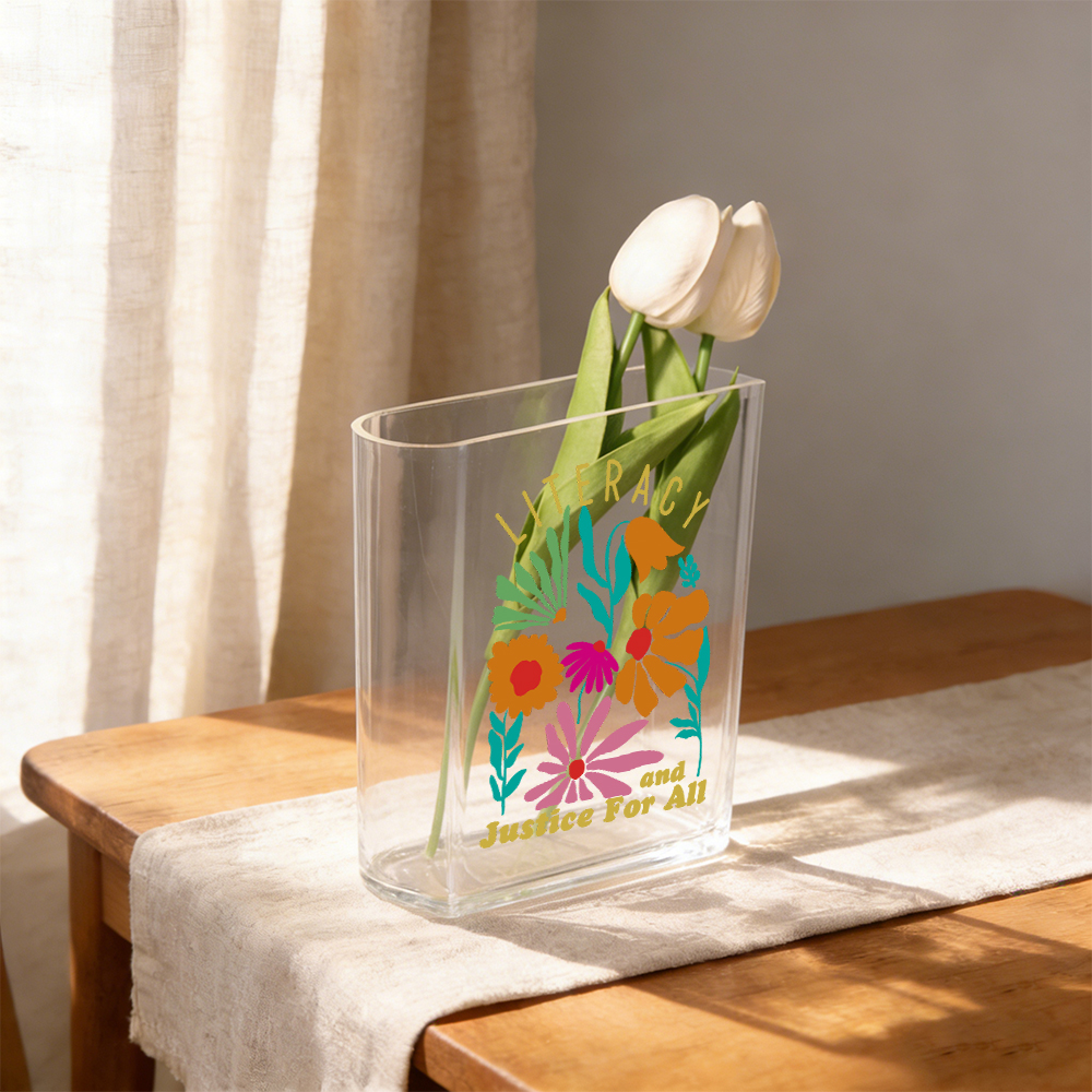 Pagewings Literacy and Justice for All Acrylic Book Vase