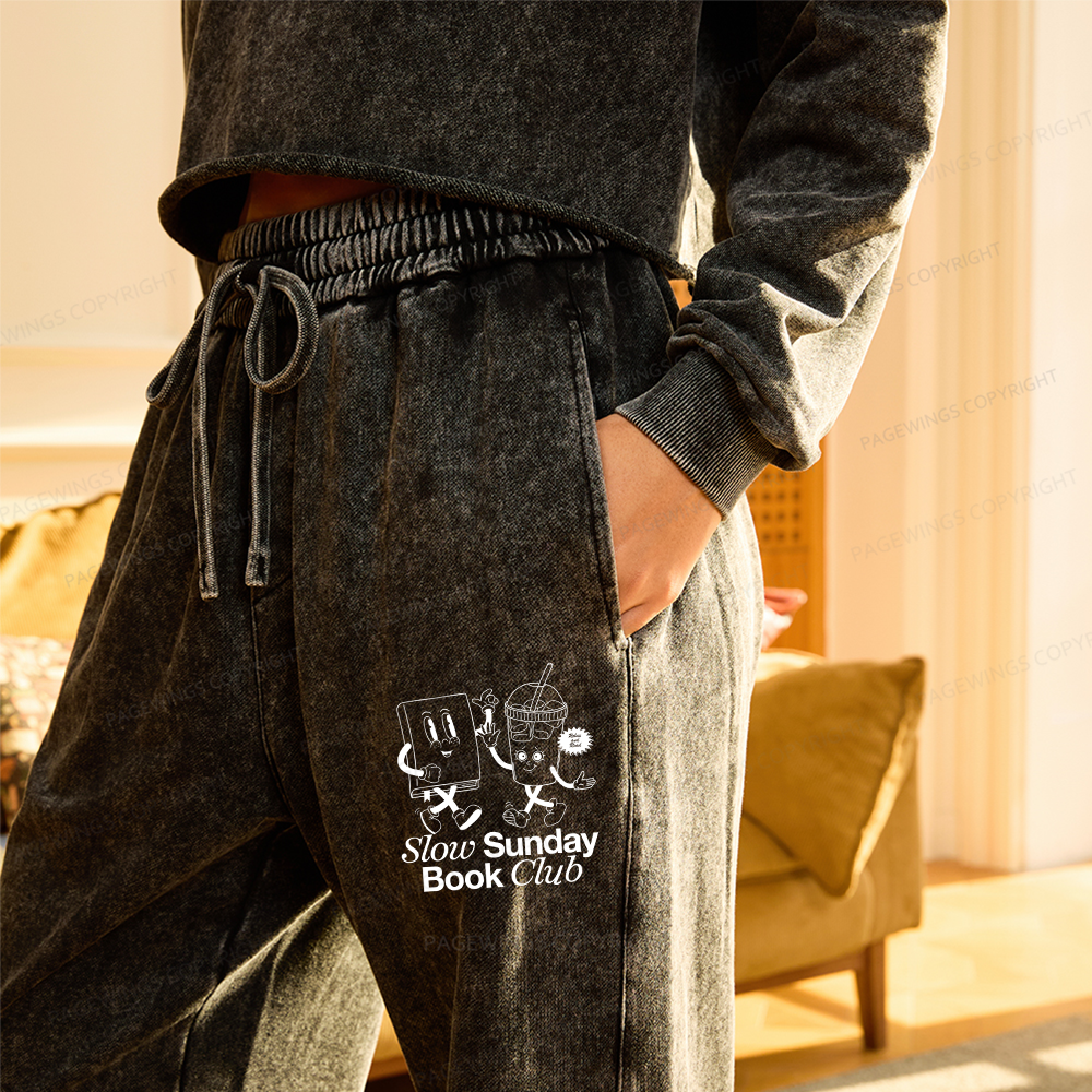 Pagewings Slow Sunday Book Club Unisex Washed Sweatpants