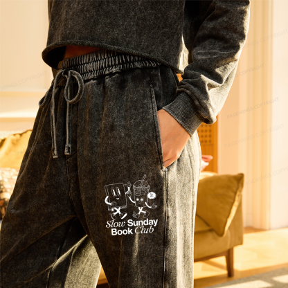 Pagewings Slow Sunday Book Club Unisex Washed Sweatpants
